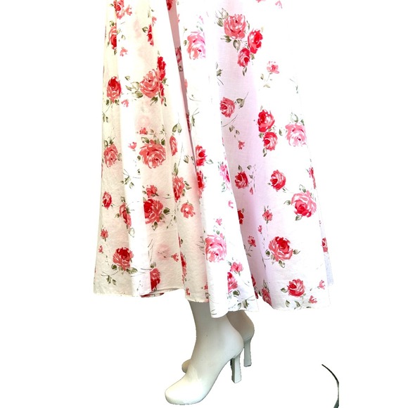Laura Ashley Dress Womens Size Medium 8 Midi A-Line White Red Sleeveless EUC - Picture 7 of 8